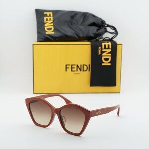 Fendi FE40175F 66F Butterfly Sunglasses - Red/Brown